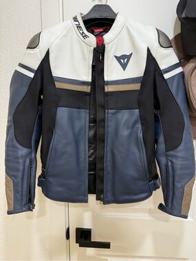 Women’s Dainese Blue, White & Black Leather Motorcycle Jacket